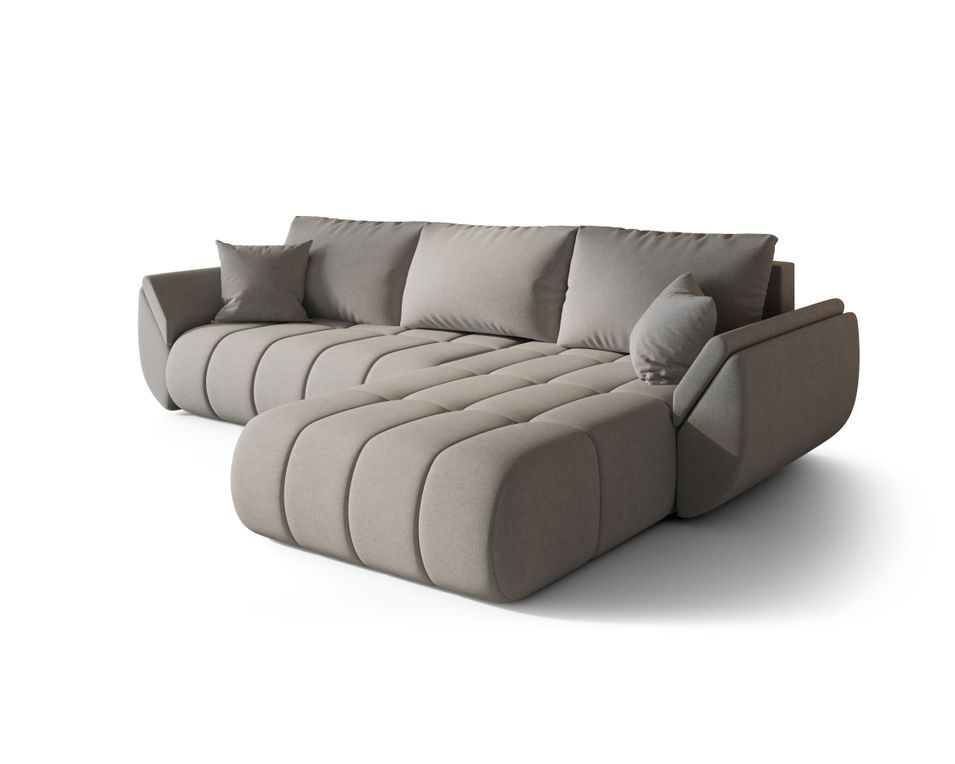 Canapé d’angle velours chenille convertible avec coffre ARCO - Photo n°1