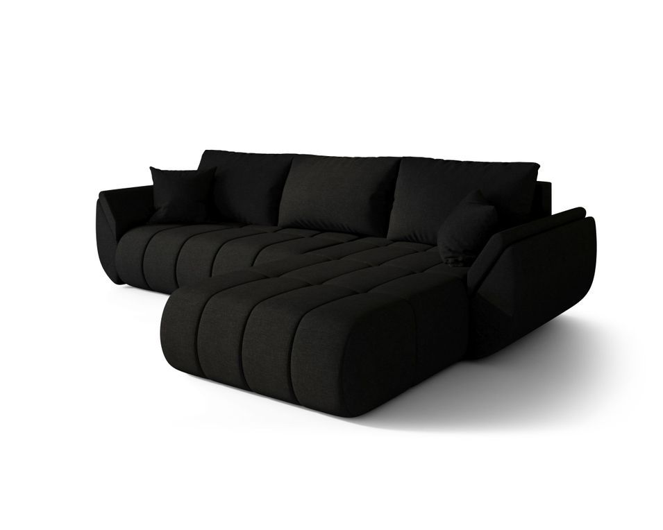 Canapé d’angle velours chenille convertible avec coffre ARCO - Photo n°1