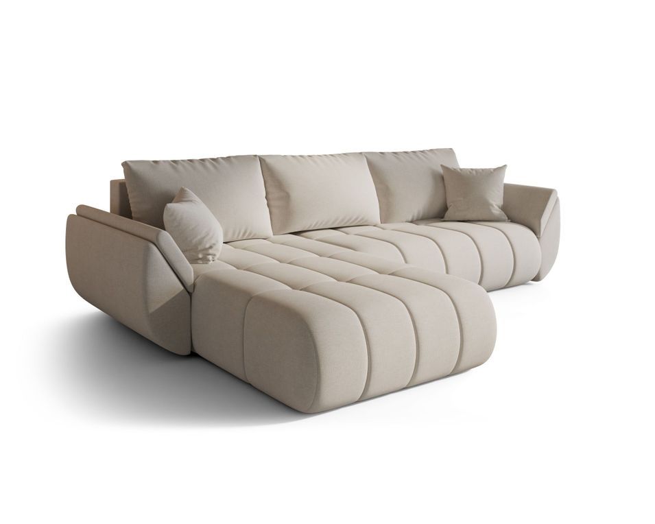 Canapé d’angle velours chenille convertible avec coffre ARCO - Photo n°1
