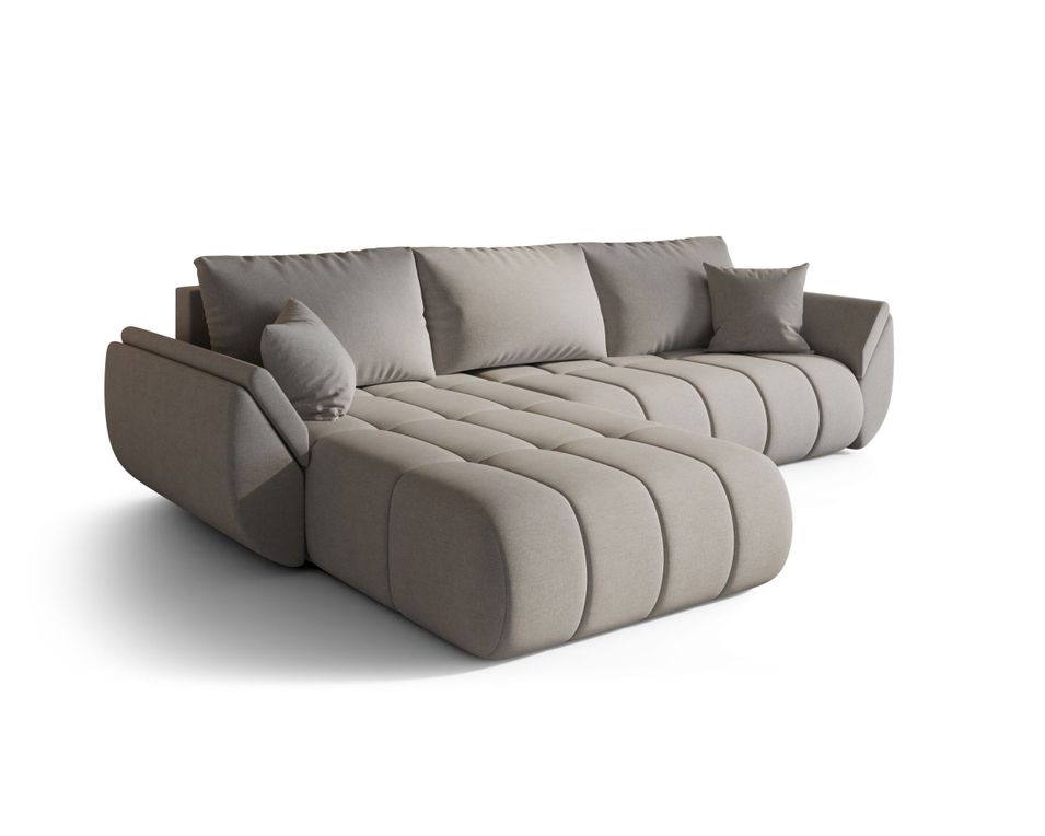 Canapé d’angle velours chenille convertible avec coffre ARCO - Photo n°1