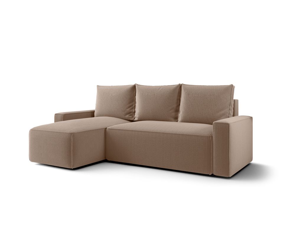 Canapé d’angle velours chenille convertible avec coffre NORE - Photo n°1