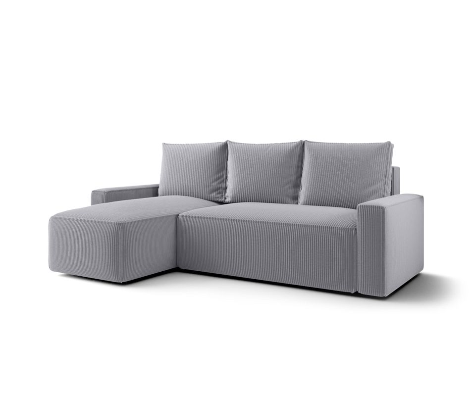 Canapé d’angle velours chenille convertible avec coffre NORE - Photo n°1