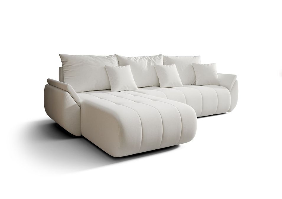 Canapé d’angle velours chenille convertible avec coffre NOVA - Photo n°1
