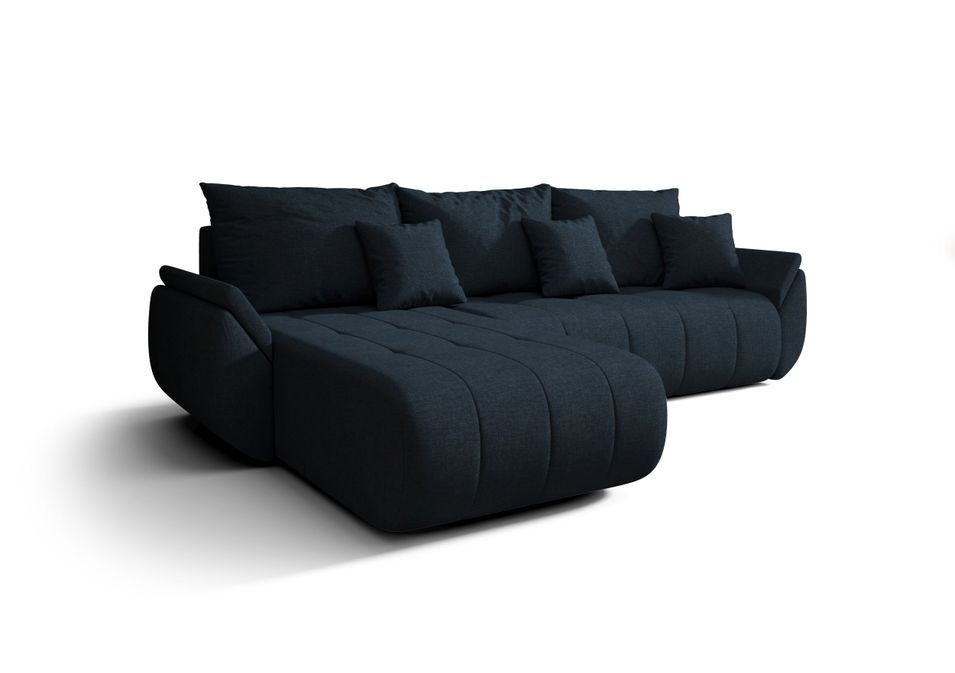 Canapé d’angle velours chenille convertible avec coffre NOVA - Photo n°1