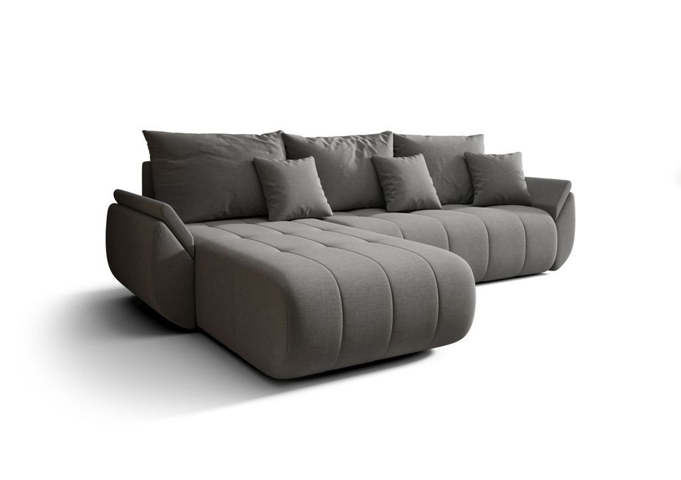 Canapé d’angle velours chenille convertible avec coffre NOVA - Photo n°1