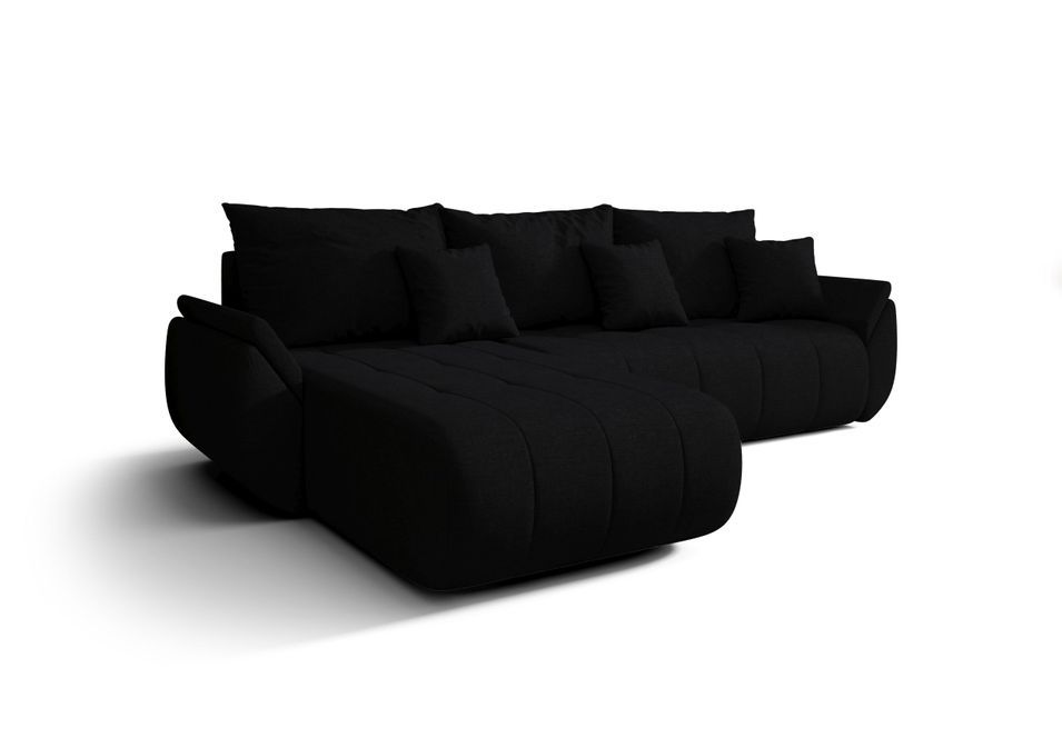 Canapé d’angle velours chenille convertible avec coffre NOVA - Photo n°1