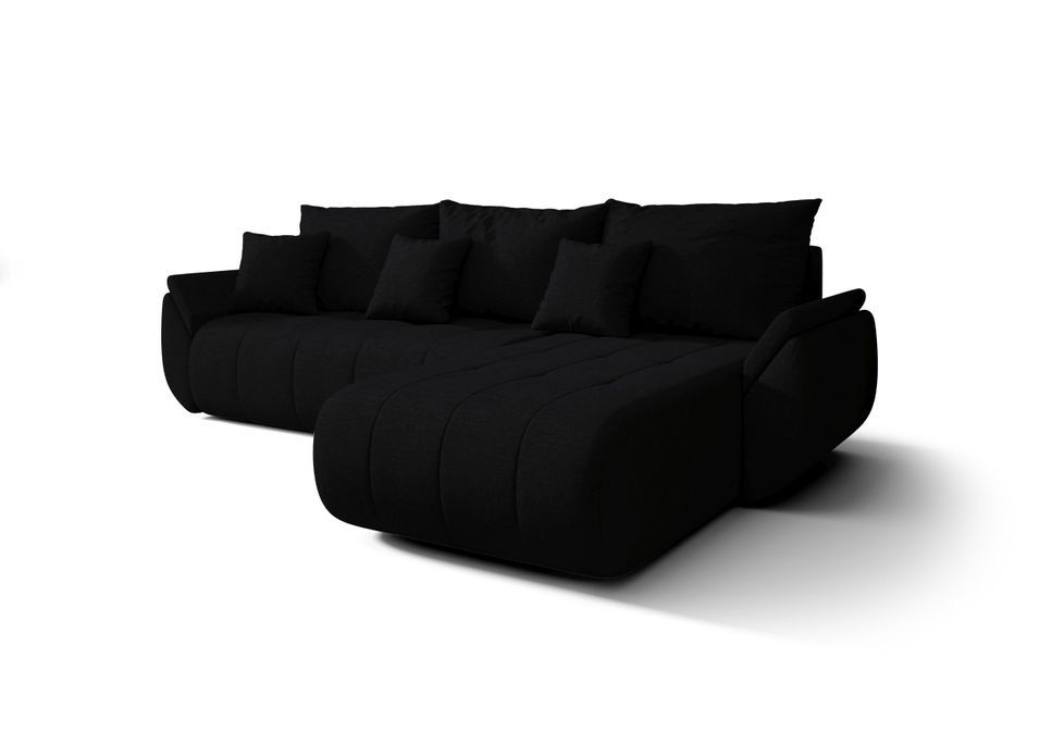 Canapé d’angle velours chenille convertible avec coffre NOVA - Photo n°1