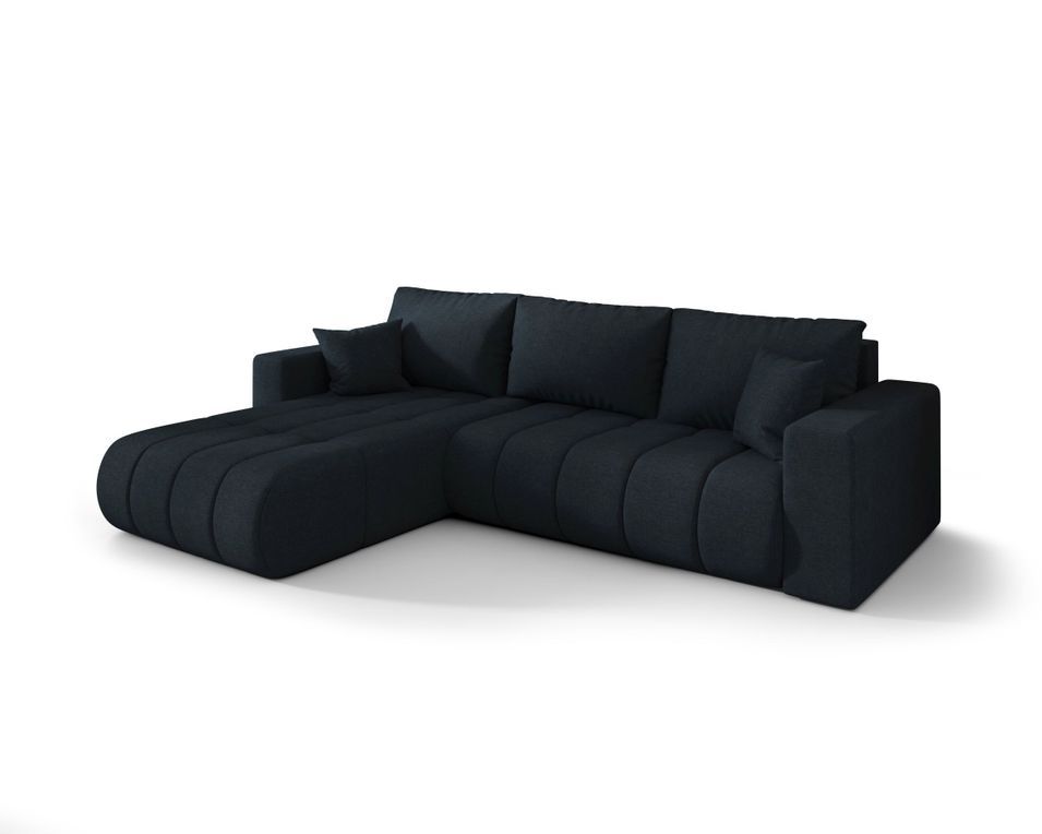 Canapé d’angle velours chenille convertible avec coffre ORIA - Photo n°1