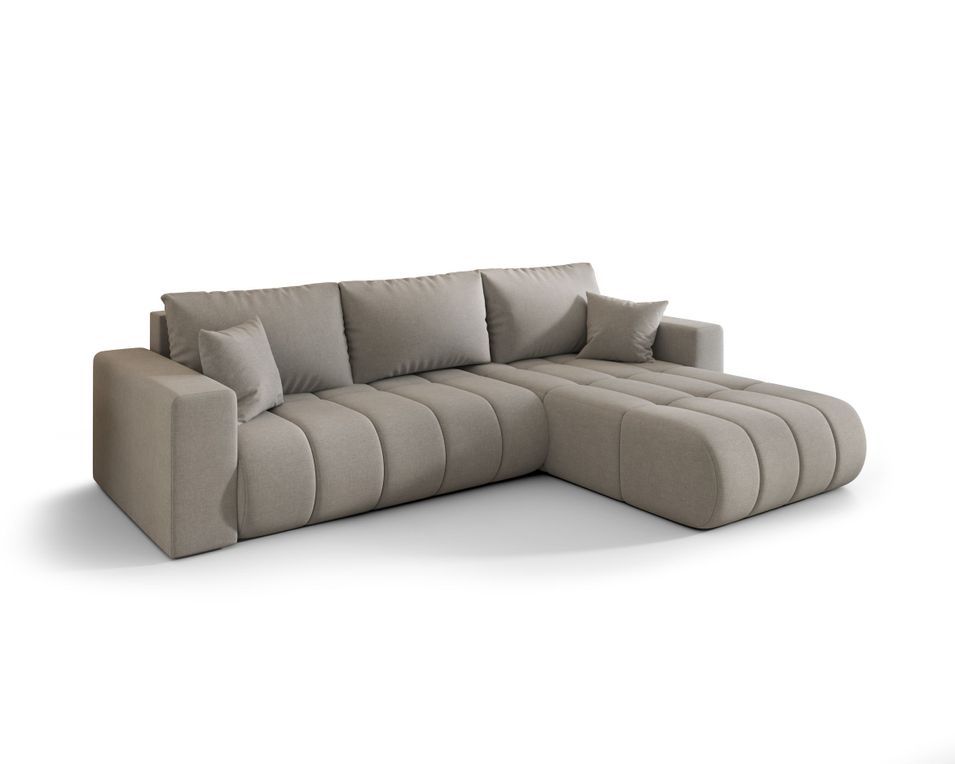 Canapé d’angle velours chenille convertible avec coffre ORIA - Photo n°1