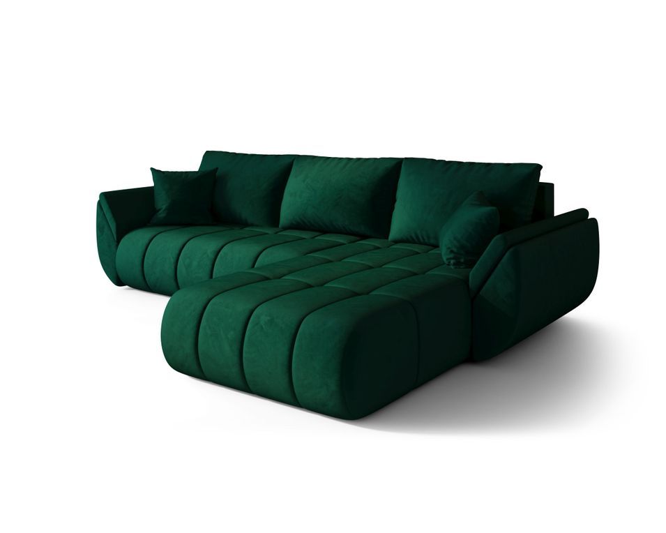Canapé d’angle velours convertible avec coffre design moderne ARCO - Photo n°1