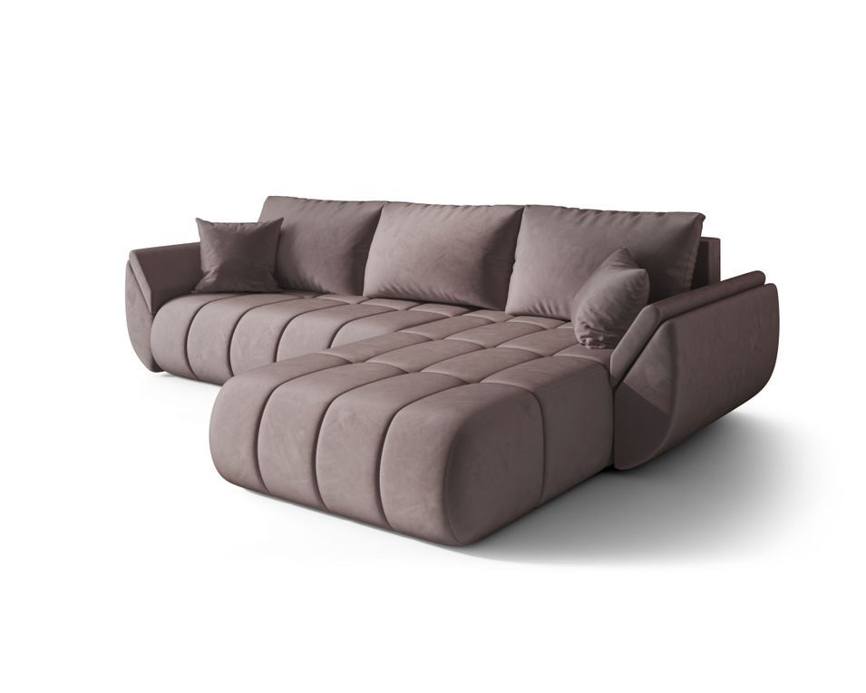 Canapé d’angle velours convertible avec coffre design moderne ARCO - Photo n°1