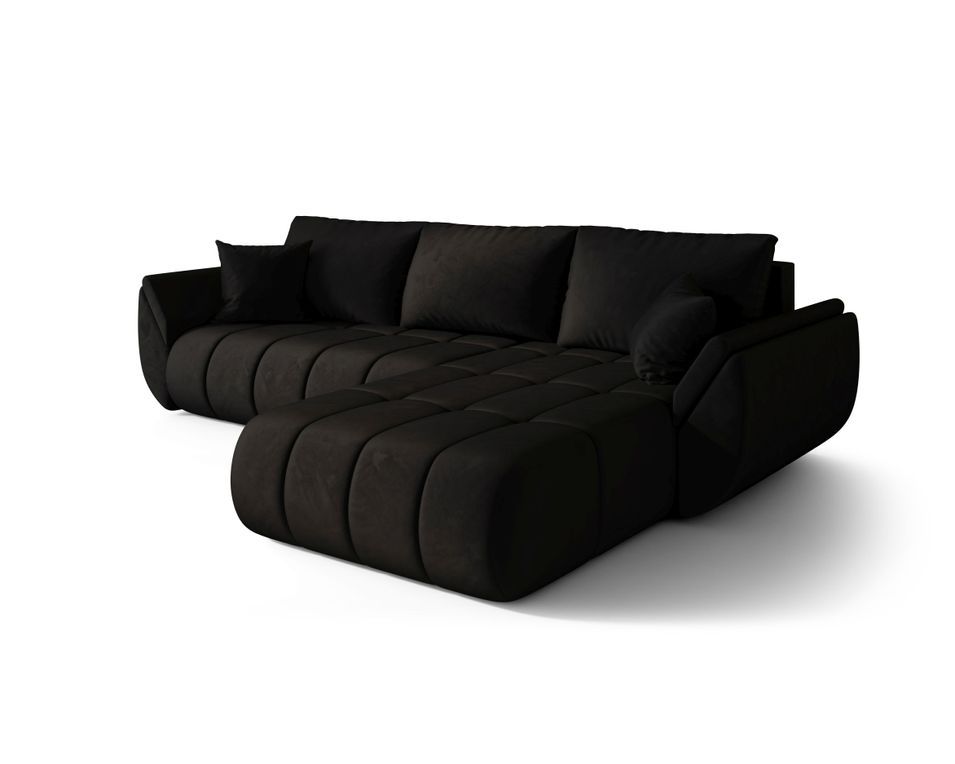 Canapé d’angle velours convertible avec coffre design moderne ARCO - Photo n°1