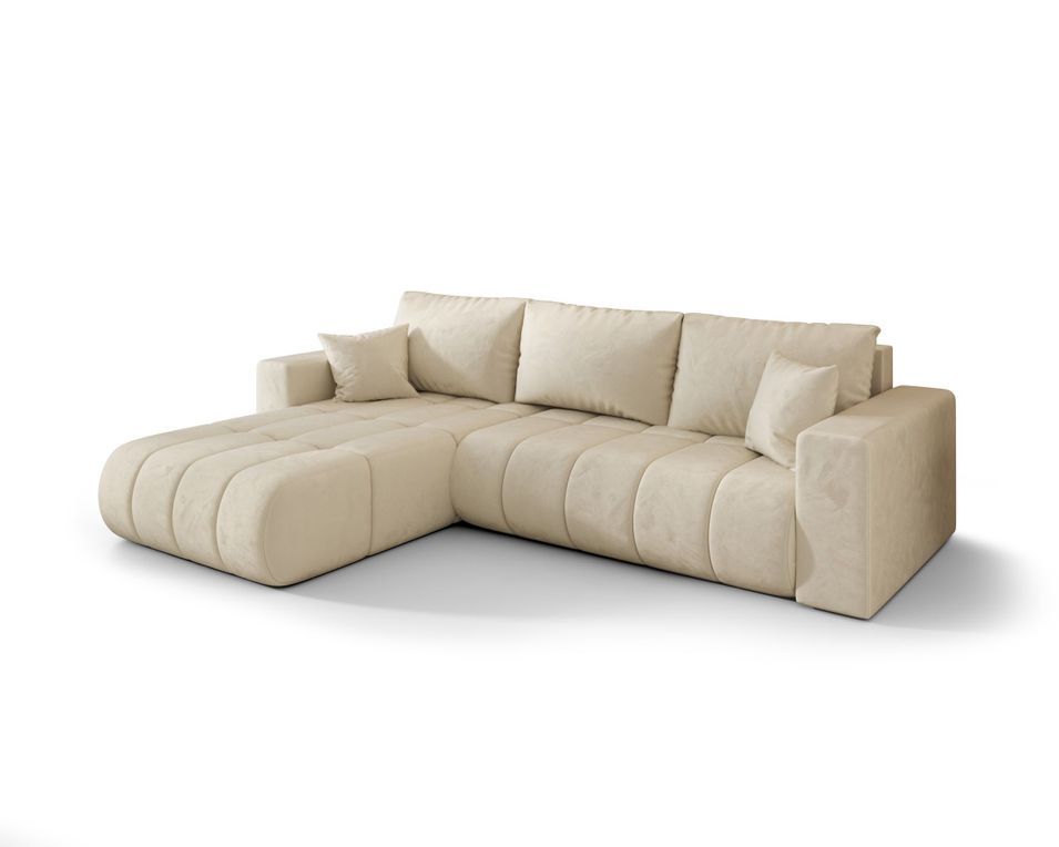 Canapé d’angle velours convertible avec coffre design ORIA - Photo n°1