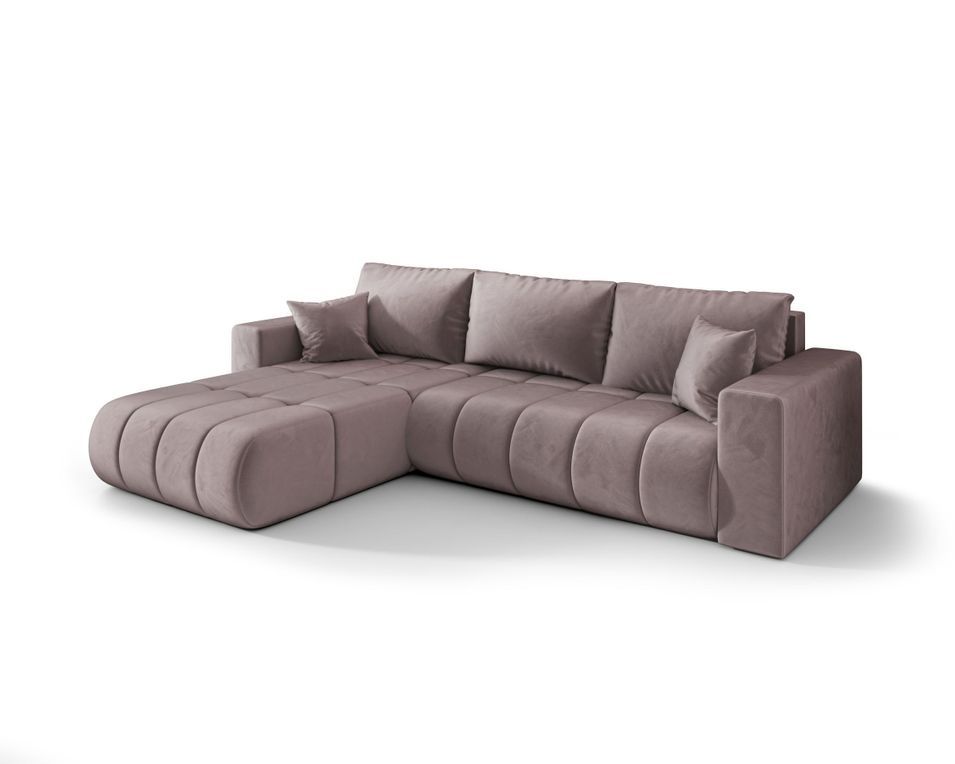 Canapé d’angle velours convertible avec coffre design ORIA - Photo n°1