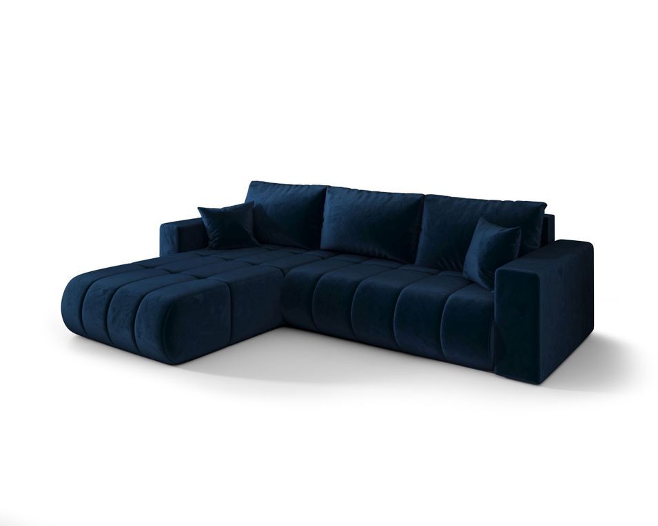Canapé d’angle velours convertible avec coffre design ORIA - Photo n°1