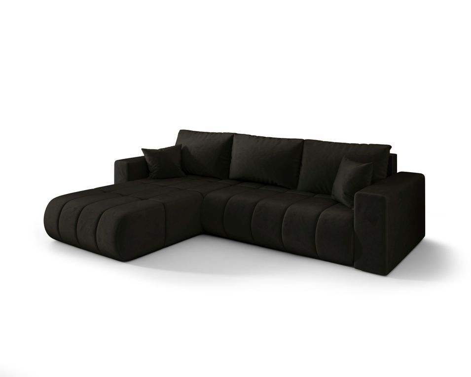 Canapé d’angle velours convertible avec coffre design ORIA - Photo n°1