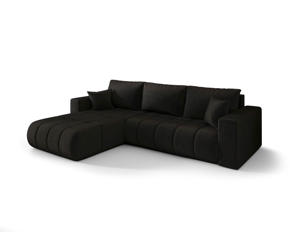 Canapé d’angle velours convertible avec coffre design ORIA - Photo n°1