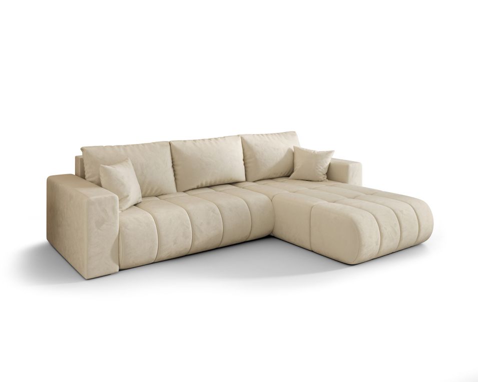 Canapé d’angle velours convertible avec coffre design ORIA - Photo n°1