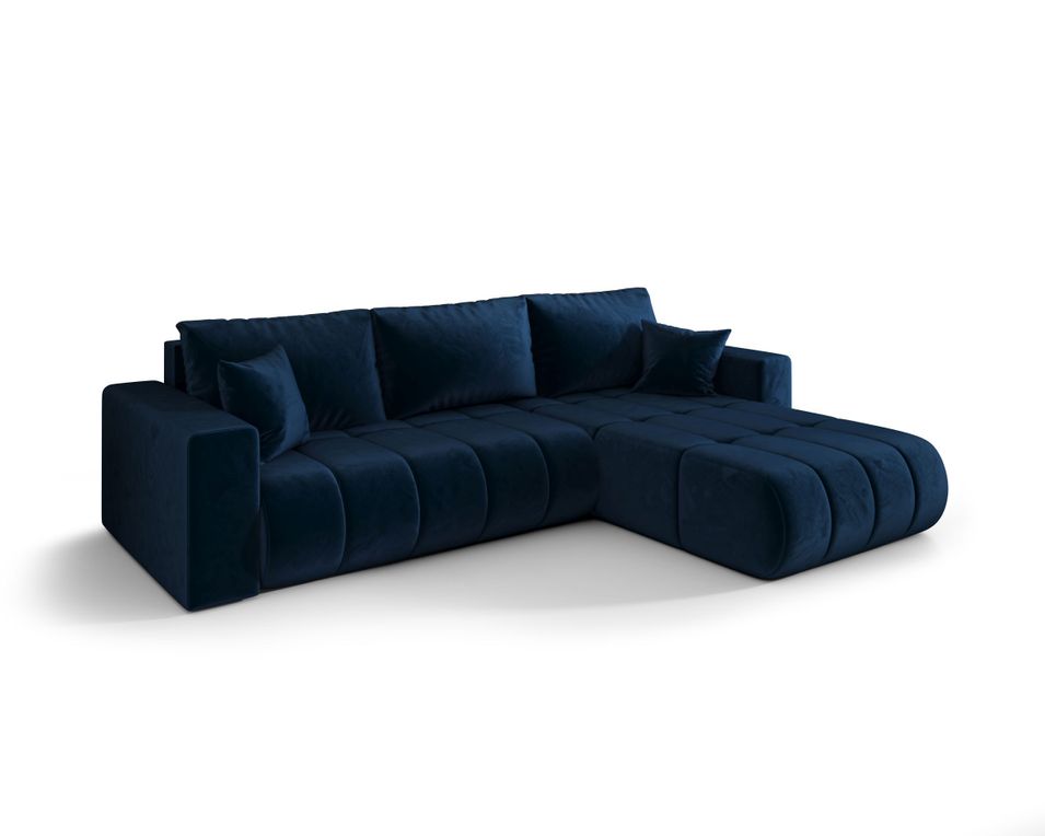 Canapé d’angle velours convertible avec coffre design ORIA - Photo n°1