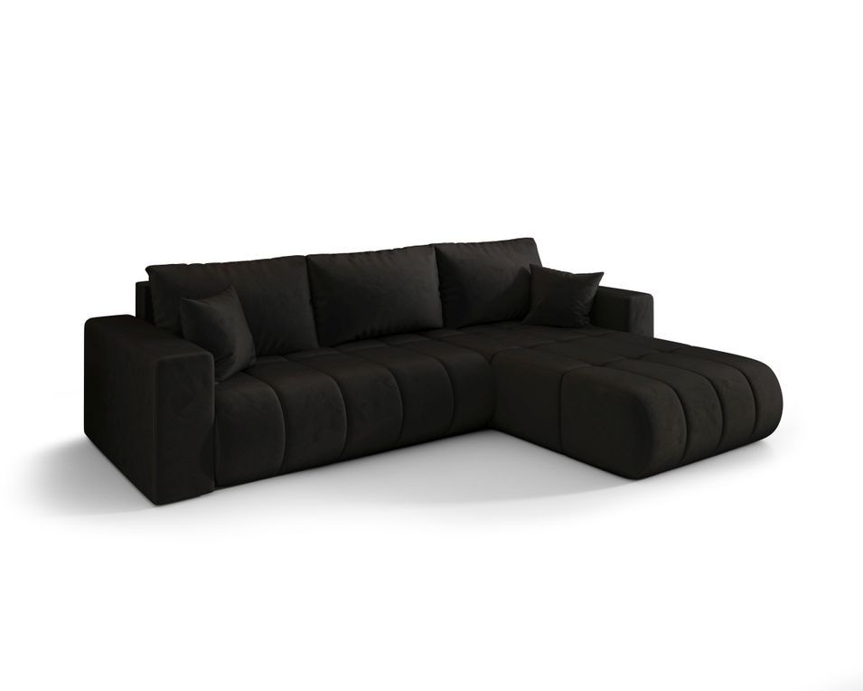 Canapé d’angle velours convertible avec coffre design ORIA - Photo n°1