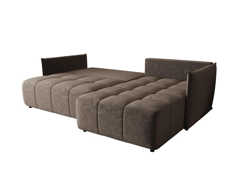 Canapé d’angle velours convertible avec rangement ELIO - Photo n°1