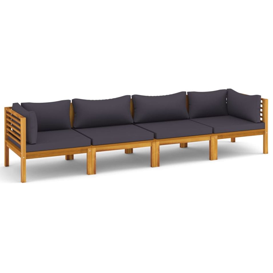Canapé de jardin à 4 places avec coussin Bois d'acacia massif - Photo n°1
