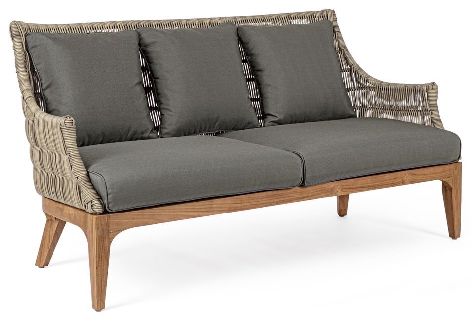 Canapé de jardin en aluminium gris avec coussins Cayla - Photo n°1