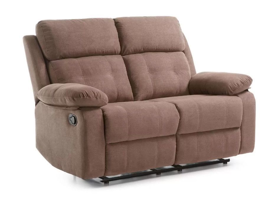 Canapé de relaxation 2 places électrique microfibre marron Doka - Photo n°1