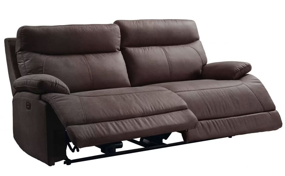 Canapé de relaxation 2 places électrique microfibre marron Ducka 154 cm - Photo n°1