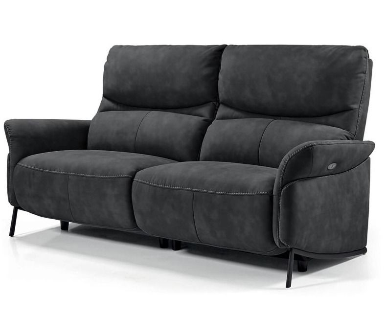 Canapé de relaxation 3 places électrique microfibre anthracite Pliza - Photo n°1