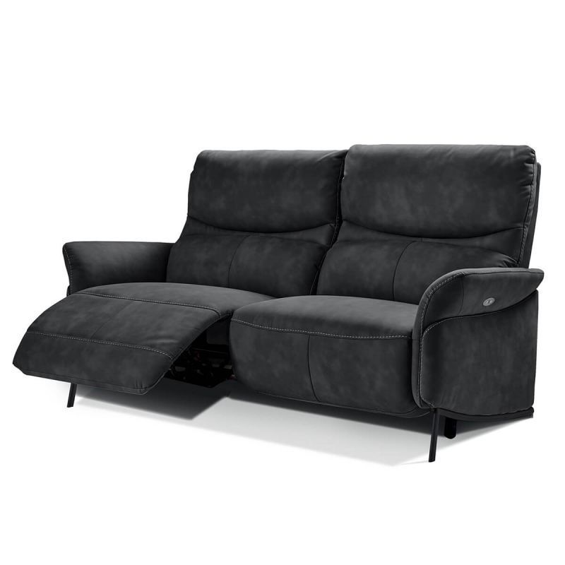 Canapé de relaxation 3 places électrique microfibre anthracite Pliza - Photo n°3