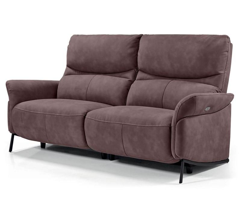 Canapé de relaxation 3 places électrique microfibre marron Pliza - Photo n°1