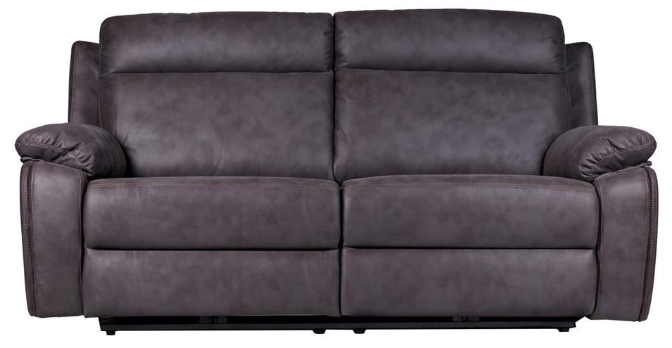 Canapé de relaxation 3 places électrique Microfibre Marron Rick - Photo n°1