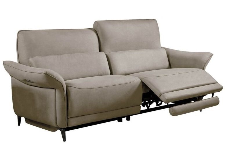 Canapé de relaxation électrique 3 places tissu beige Arona - Photo n°1