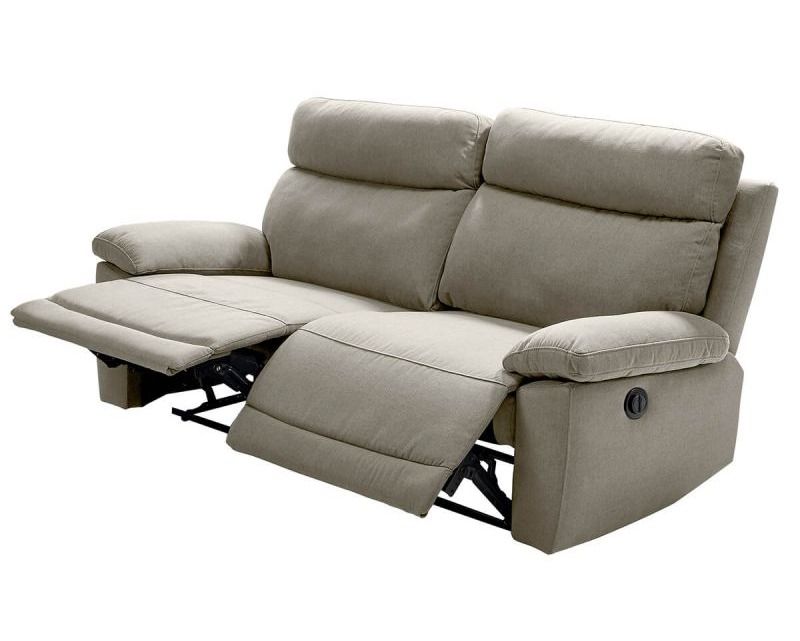 Canapé de relaxation électrique 3 places tissu beige Jorka - Photo n°1
