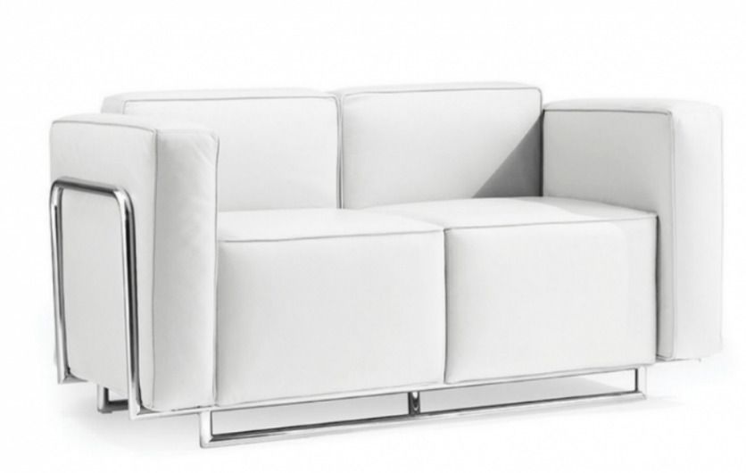 Canapé design 2 places faux cuir et acier chromé Sieka - 133 cm - Photo n°1