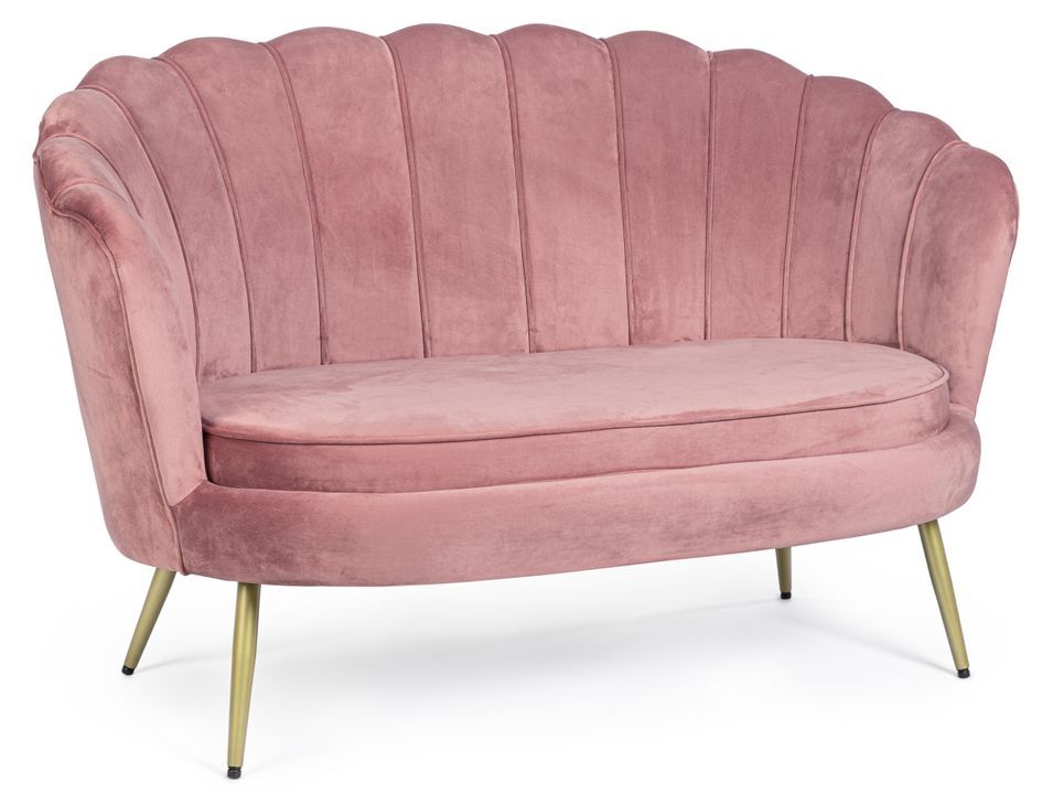 Canapé 2 places en velours et pieds métal doré Gala 130 cm - Photo n°1