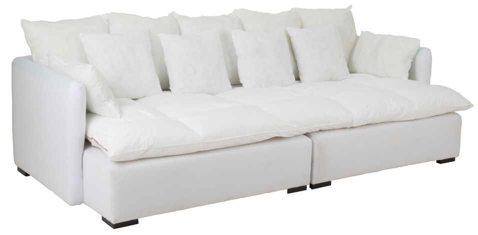 Canapé détachable avec 11 coussins tissu blanc Mika - Photo n°1