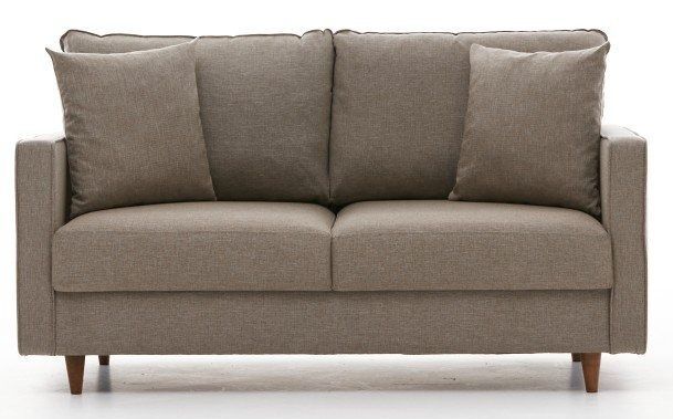 Canapé droit 2 places tissu beige clair Melano 155 cm - Photo n°1
