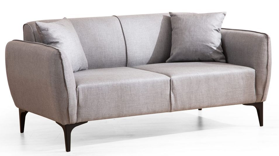 Canapé droit 2 places tissu gris clair Bellano 180 cm - Photo n°1