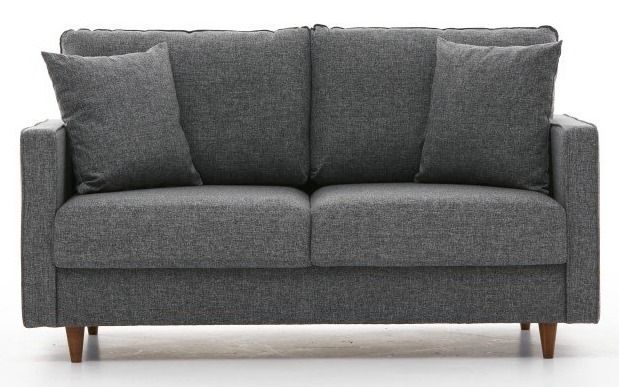 Canapé droit 2 places tissu gris clair Melano 155 cm - Photo n°1