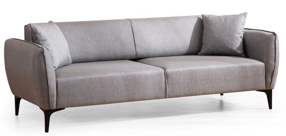 Canapé droit 3 places tissu gris clair Bellano 220 cm - Photo n°1
