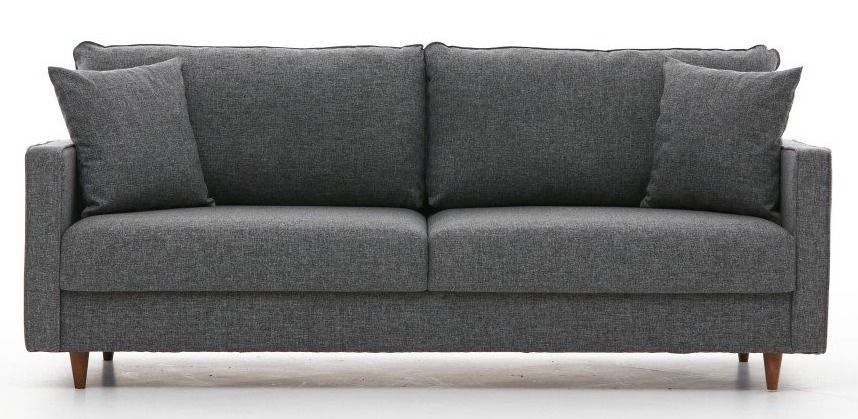 Canapé droit 3 places tissu gris clair Melano 210 cm - Photo n°1