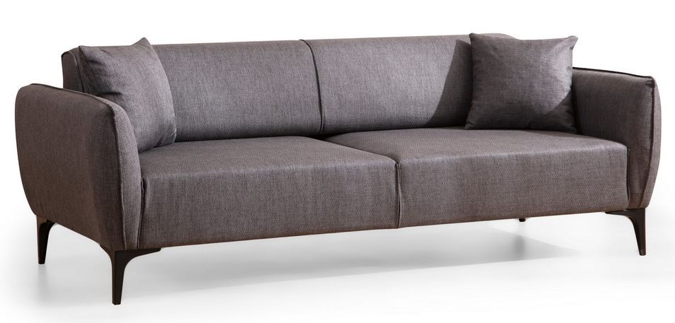 Canapé droit 3 places tissu gris foncé Bellano 220 cm - Photo n°1