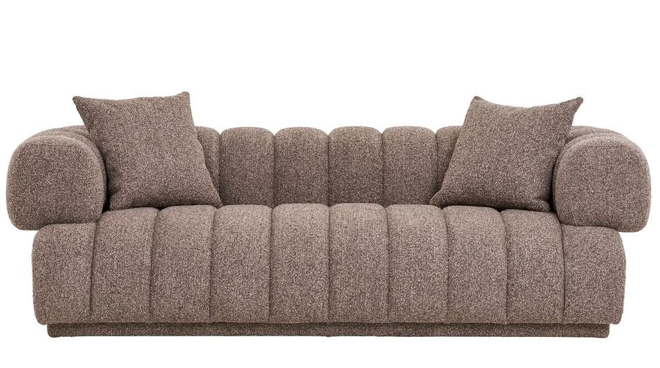 Canapé droit AURORA 3 à 4 places – Tissu marron - Photo n°1