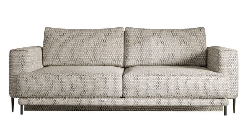 Canapé droit convertible 3 places DAVINA en tissu avec coffre et pieds en métal noir – 248 cm - Photo n°1
