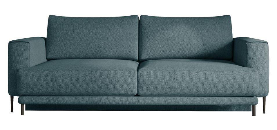 Canapé droit convertible 3 places DAVINA en tissu avec coffre et pieds en métal noir – 248 cm - Photo n°1