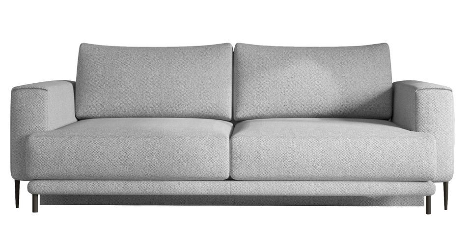 Canapé droit convertible 3 places DAVINA en tissu avec coffre et pieds en métal noir – 248 cm - Photo n°1