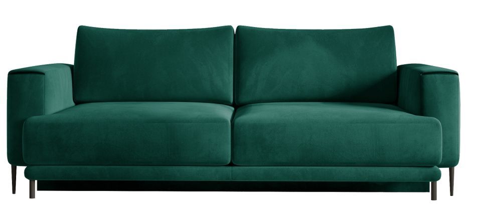 Canapé droit convertible 3 places DAVINA en tissu avec coffre et pieds en métal noir – 248 cm - Photo n°1