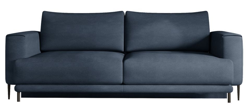 Canapé droit convertible 3 places DAVINA en tissu avec coffre et pieds en métal noir – 248 cm - Photo n°1